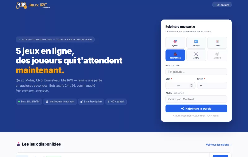 Jeux-IRC.Discut.Biz – Plateforme de jeux IRC multijoueurs